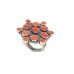 Ring Tibetan Coral 925 Sterling Silver Handmade Natural Women Hand Engraved D542